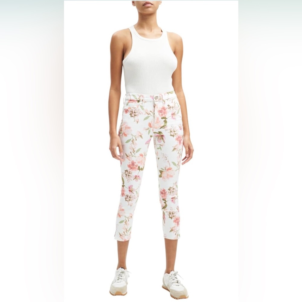 Jen7 Cropped Skinny Jeans with Split Leg Wild Garden Sz 10